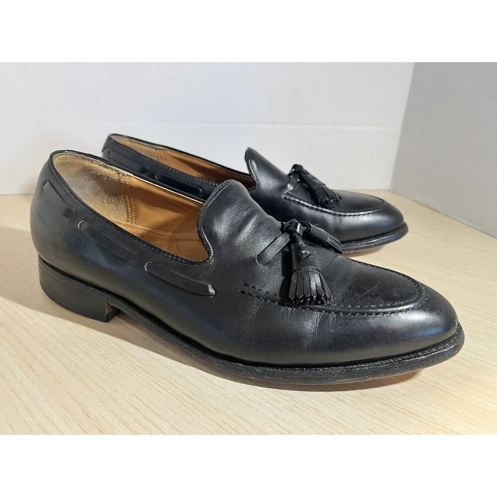 Johnston Murphy USA Aristocrat Black Leather Tassel  Loafer Mens 9c